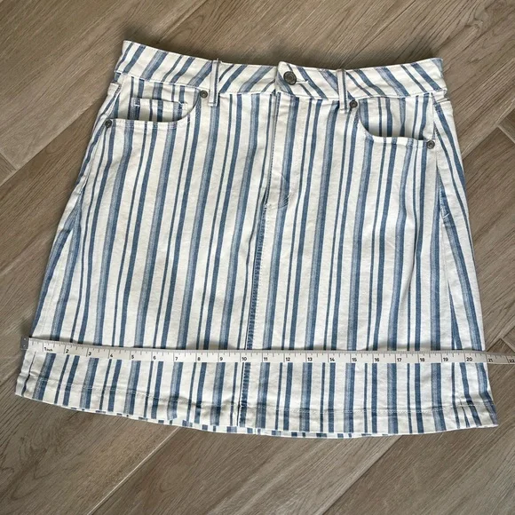 LOFT Blue and White Striped Denim Mini Skirt - Picture 5 of 7